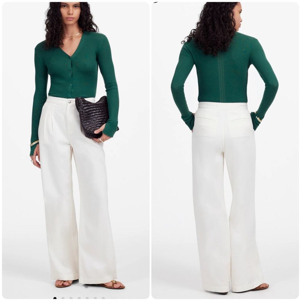 NWT Madewell The Harlow Wide-Leg Jean: Airy Denim Edition Sz12 White NL450